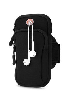 Buy Phone Arm Bag Armband Cell Phone Holder for Running Gym Sports Waterproof Black Cell Phone Holder Pouch Case with Earphone Hole in UAE