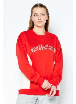 اشتري Women Sportswear Fit Embroidered Logo Outdoor Sweatshirts, Red Combo في الامارات