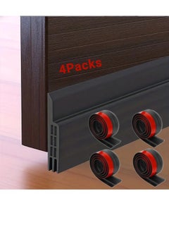 Buy (4 pack) Door Draft Stopper, Under Door Draft Blocker - 5x 100cm,  Waterproof Adjustable for Interior Exterior Doors Against Drafts Dust Noise Animals, Black in Saudi Arabia