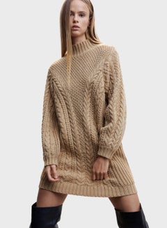 Buy High Neck Cable Knitted Dress in Saudi Arabia