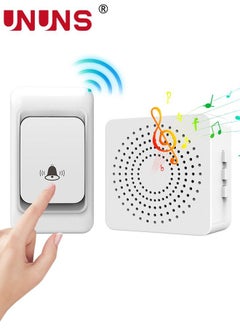 اشتري Waterproof Wireless Doorbell,500ft Range Loud Enough With 3 Volume Levels And 38 Bells,Wireless Doorbell Kit,1 Receiver And 1 Pressure Button في الامارات