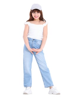 Buy Girls' street jeans, light blue in Egypt