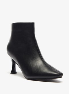 Buy Solid Ankle Boots with Stilettos Heels and Zip Closure in UAE