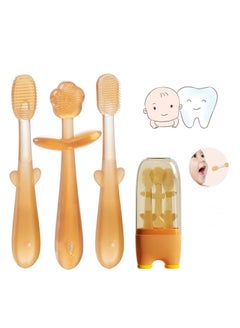 Buy Kids Toothbrush Set Manual Training Tooth Brush Food Grade Soft Silicone Toothbrush 360° Oral Teeth Cleaning Tool for Babies in Saudi Arabia