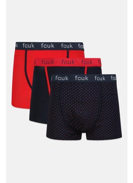 Buy Men 3 Piece Brand Logo Trunk, Black/Red Combo in Saudi Arabia