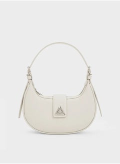 Buy CHARLES & KEITH Casual Crossbody Bag Trice Metallic Accent Belted Shoulder Bag - White in UAE