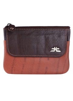 Buy Laveri Leather Coin Purse With Key Chain Rust And Dark Brown in UAE