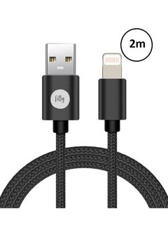 Buy iPhone Cable 2M Nylon Braided Lightning Cable iPhone Charger Cable USB A to Lightning Cable for iPhone 14/14 Pro/14 Plus/14 Pro Max, iPhone 13-8 All Series-Black in UAE