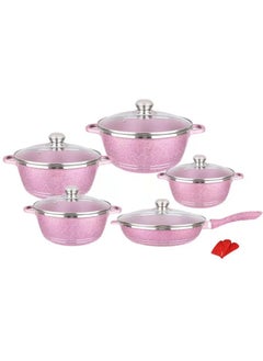 Buy Cookware Set 12 Pieces Granite Stone - Pots and Pans set Multi Layer Granite Non Stick Coating Cookware Sets 100% PFOA FREE, Kitchenware Cooking in UAE