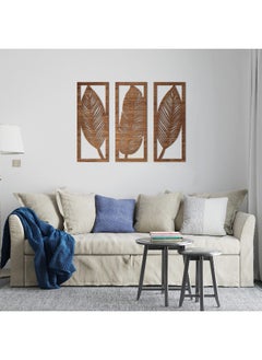 Buy Leaf Wooden Wall Décor - Set Of 3 Each 80X30 in Egypt