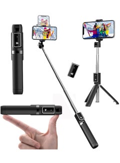 اشتري TyCom Selfie Stick, 3 in 1 Extendable Selfie Stick Tripod with Detachable Bluetooth Wireless Remote Phone Holder for iPhone 12/Xs/iPhone 8/iPhone 11/11pro, Galaxy S10/S9 Plus/S8/Note8, LG (P40, Black) في الامارات