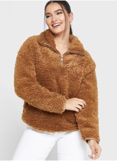 Buy Zip Detail Fur Jacket in UAE