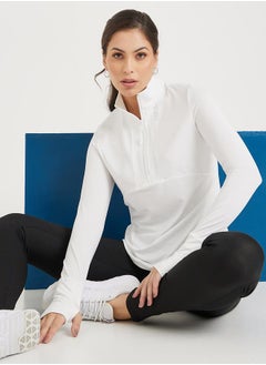 Buy Half Zip Up Multi Panel Seam Thumbhole Detail Top in Saudi Arabia