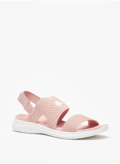 Buy Women's Textured Slide Sandals with Hook and Loop Closure in UAE