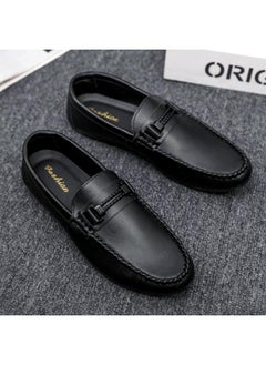 Buy Doudou Men's Shoes Summer British Style All-match Men's Business Casual Leather Shoes Slip-on Driving Soft Bottom Lefu Trendy Shoes in Saudi Arabia