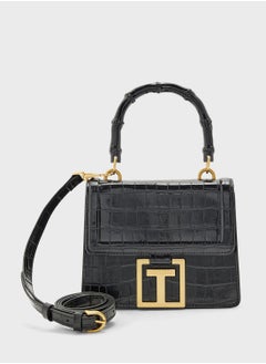 Buy Aalicce Croc Effect Small Bamboo Handle Bag in UAE