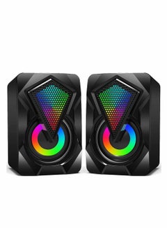 Buy Computer Speakers, Mini USB Audio Multimedia Volume Control Game RGB Lights for PC Desktop Laptop Display in UAE