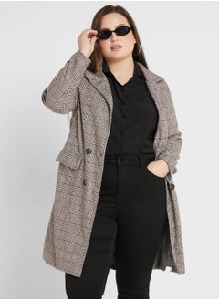 Buy Longline Check Printed Coat in Saudi Arabia