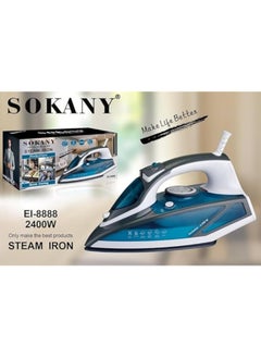 اشتري Sokany EL-8888 Steam Iron Burst Steam Spray Control Dial 2400W - blue في مصر