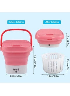 Buy Portable Mini Folding Clothes Washing Machine Automatic Portable Washer with Drain Basket Touch Screen and Timer for Underwear Sock Baby Clothes Travel Camping RV Dorm Apartment(Pink) in UAE