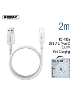 اشتري كابل شحن سريع PD RC-183a Marlik Series USB-A إلى Type C، USB C، 5A 66 W، كابل شحن، كابل بيانات، 2 متر، طويل، أبيض، عالي الجودة مع شهادة CE وFCC وRoHS في السعودية