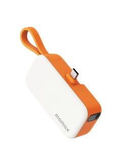 Buy Momax 1-Power Mini Battery Pack 5000 mAh Power Bank [20W] with Built-in USB-C PD Cable - Orange in UAE