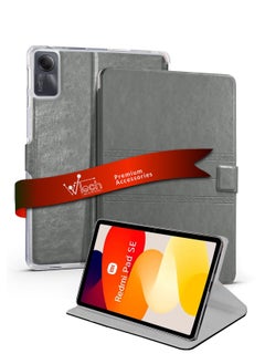 Buy PU Leather Antique Texture Magnetic Closure Flip Case Cover For Xiaomi Redmi Pad SE 2023 11.0 Inch Grey in Saudi Arabia