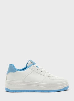 Buy Chunky Trainers In White With Blue Tab in UAE