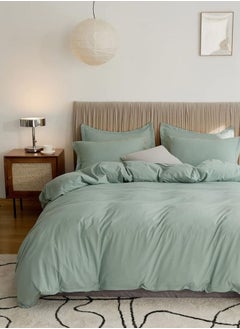 Buy Single Size 4 Pieces Bedding Set, Washable Cotton Green in UAE