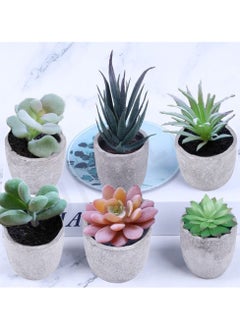 Buy 6pcs Faux Succulent Bonsai Cactus Plant Flower Pot Container Bonsai Artificial Simulation Plants with Pots in UAE