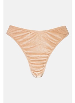 Buy Women Velvet Bikini Bottom, Tan in UAE