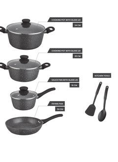 Buy Kitchen Master 9 Pcs Non Stick Forged Cookware Set in UAE