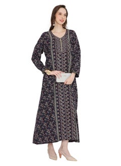 Buy UNIQUE THREAD EMBROIDERY WITH SMALL STONE WORK LONG VISCOSE ARABIC KAFTAN FARASHA DRESS in Saudi Arabia