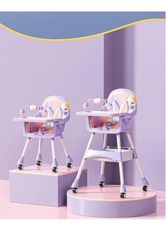 Buy Happy Kiddo High Chair for Babies 6 Months+, 2-in-1 with Footrest, Detachable Leg Wheel, Detachable Double Tray, Easy Clean Feeding S-01 (pink) in Egypt