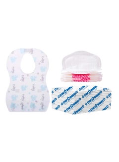 Buy Star Babies Disposable Combo pack (Changing mat 6pcs, Breast Pad 5pcs, Bibs 5pcs)-White in UAE