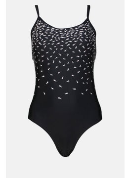 Buy Women Allover Print One Piece Swimwear, Black/White in UAE