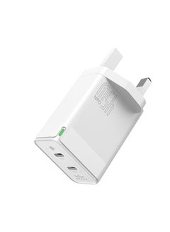 Buy BRAVE 45W GaN Series Dual Type-C Fast Charging Power Delivery Wall Adapter Smart & Safe Protection Chip (UK Plug) with Type-C to Lightning Cable in UAE
