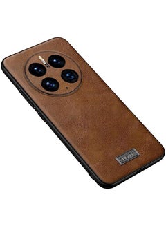 Buy HuHa Case Cover Compatible For Huawei Mate 50 Pro SULADA Shockproof TPU + Handmade Leather Protective Phone Case Brown in UAE
