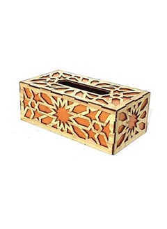 Buy Arabesque Tissue Box Beige On Orange Laser Cut Wood And Hand Assembled in Egypt