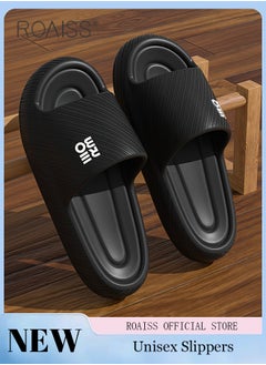 Buy Thick Sole EVA Household Slippers for Men Trendy Anti-Slip Non-smellable Soft Elasticity Skin Friendly Outdoor Slides Comfortable Cool Lightweight Indoor Bath Home Sandals in UAE