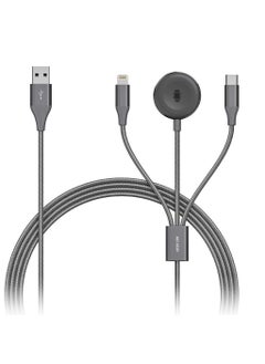 Buy Green Lion 3 in 1 Charging Cable 1.2M 2.4A (Lightning/iWatch Charger/Type-C) - Black in UAE