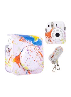 Buy Colourful camera case for Fujifilm Instax Mini 12 instant camera, PU leather protector for Polaroid camera instax mini 12 carry case in Saudi Arabia