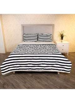 اشتري Malta 3-Pieces Stripe Printed Cotton Super King Comforter Set 240 x 240 cm في الامارات