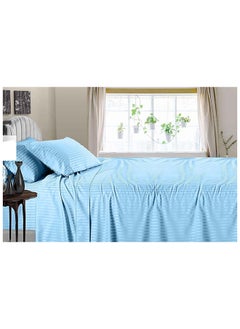 Buy HOTEL COLLECTION SKY BLUE Super King Flat Sheet with 2bPillow Cases 260x280 cm in UAE