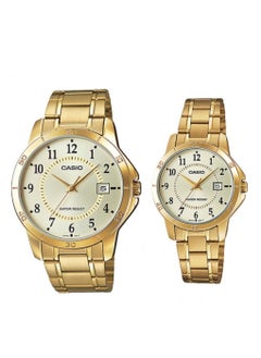 Buy CASIO ENTICER SERIES STAINLESS STEEL GOLD TONE COUPLE WATCH MTP/LTP-V004G-9BUDF in UAE