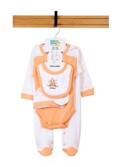 Buy Babiesbasic 5 piece unisex 100% cotton Gift Set include Bib, Romper, Mittens, cap and Sleepsuit/Jumpsuit- Hello Autumn in UAE