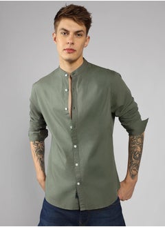 Buy Dim Gray Regular Fit Cotton Shirt – Elegant and Comfortable in UAE