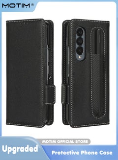 Buy Phone Case Compatible with Samsung Galaxy Z Fold 4 Flip Leather Z Fold 4 Case with Pen Slot Shockproof Protective Kickstand Wallet Galaxy Z Fold 4 Cover in UAE