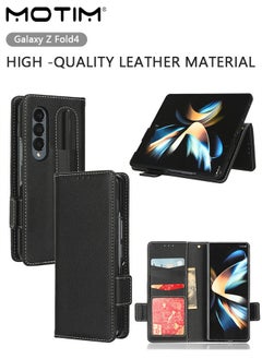 Buy Phone Case Compatible with Samsung Galaxy Z Fold 4 Flip Leather Z Fold 4 Case with Pen Slot Shockproof Protective Kickstand Wallet Galaxy Z Fold 4 Cover in Saudi Arabia