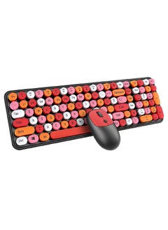 Buy Wireless Keyboard and Mouse 2.4G Keyboard Wireless With Colorful 105 Keys Typewriter Retro Round Keycap For PC Laptop Tablet Computer Windows Black in UAE